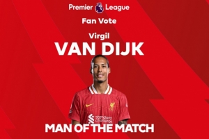 开云首页体验-7解围&amp;4拦截，英超官方：范迪克当选利物浦1-0埃弗顿全场最佳